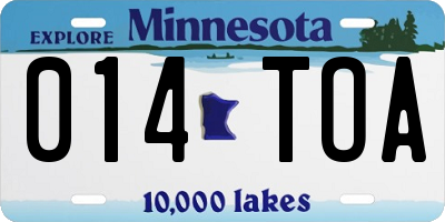 MN license plate 014TOA