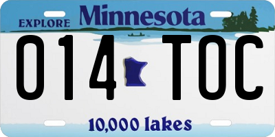 MN license plate 014TOC
