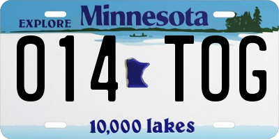 MN license plate 014TOG
