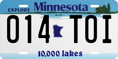 MN license plate 014TOI