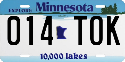 MN license plate 014TOK