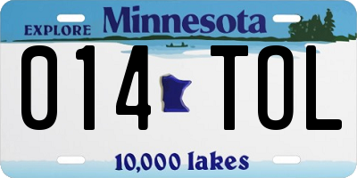 MN license plate 014TOL