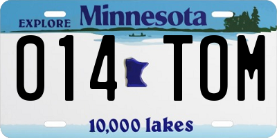 MN license plate 014TOM