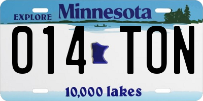 MN license plate 014TON