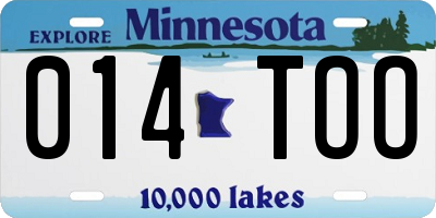 MN license plate 014TOO
