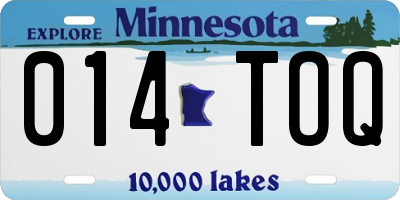 MN license plate 014TOQ