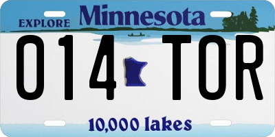 MN license plate 014TOR