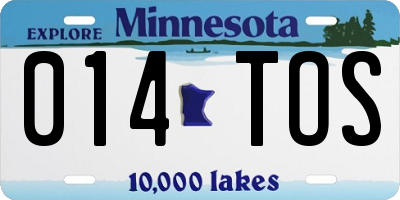 MN license plate 014TOS