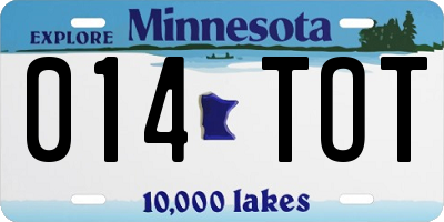 MN license plate 014TOT