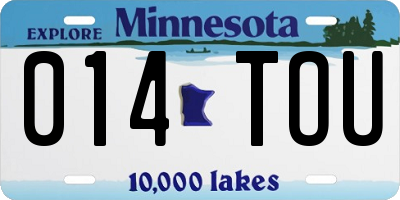 MN license plate 014TOU
