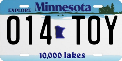 MN license plate 014TOY