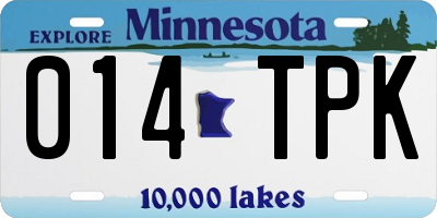 MN license plate 014TPK