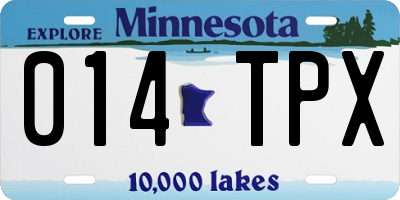 MN license plate 014TPX