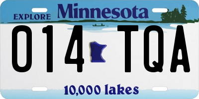 MN license plate 014TQA