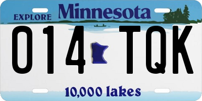 MN license plate 014TQK