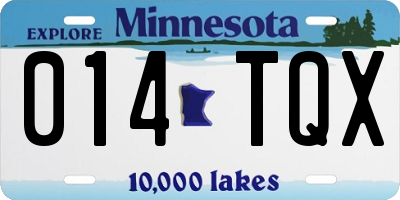 MN license plate 014TQX