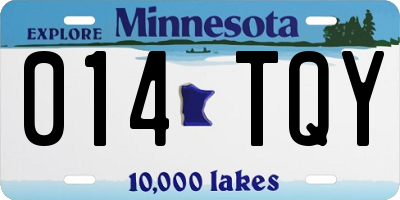 MN license plate 014TQY