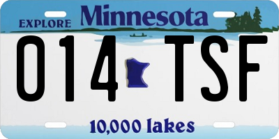 MN license plate 014TSF