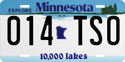 MN license plate 014TSO