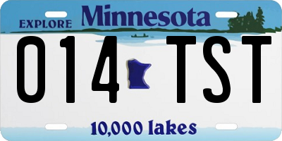 MN license plate 014TST