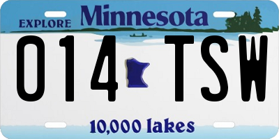 MN license plate 014TSW