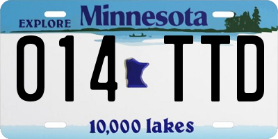 MN license plate 014TTD