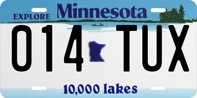 MN license plate 014TUX
