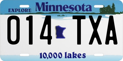 MN license plate 014TXA