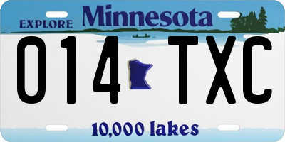 MN license plate 014TXC