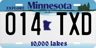 MN license plate 014TXD