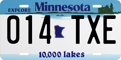 MN license plate 014TXE