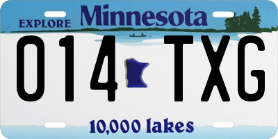 MN license plate 014TXG