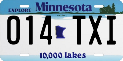MN license plate 014TXI