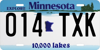 MN license plate 014TXK
