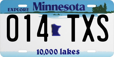 MN license plate 014TXS