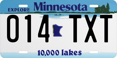 MN license plate 014TXT
