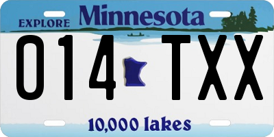 MN license plate 014TXX