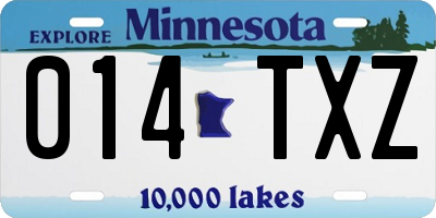 MN license plate 014TXZ