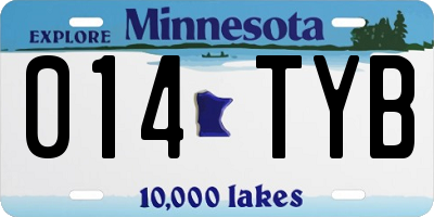 MN license plate 014TYB