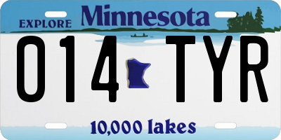 MN license plate 014TYR