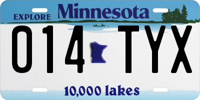 MN license plate 014TYX