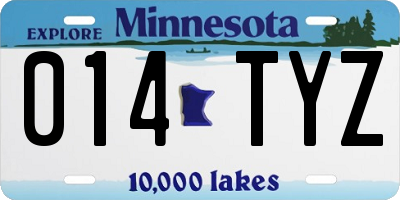 MN license plate 014TYZ