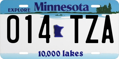 MN license plate 014TZA