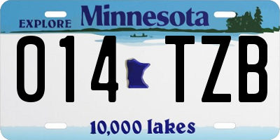 MN license plate 014TZB