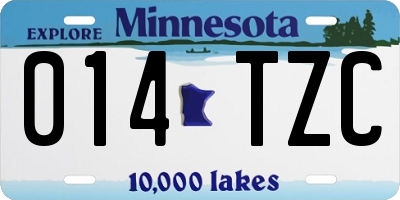 MN license plate 014TZC