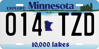 MN license plate 014TZD