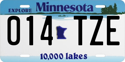 MN license plate 014TZE