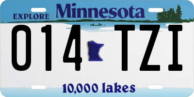 MN license plate 014TZI