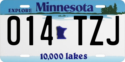 MN license plate 014TZJ