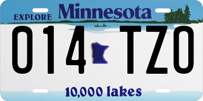 MN license plate 014TZO